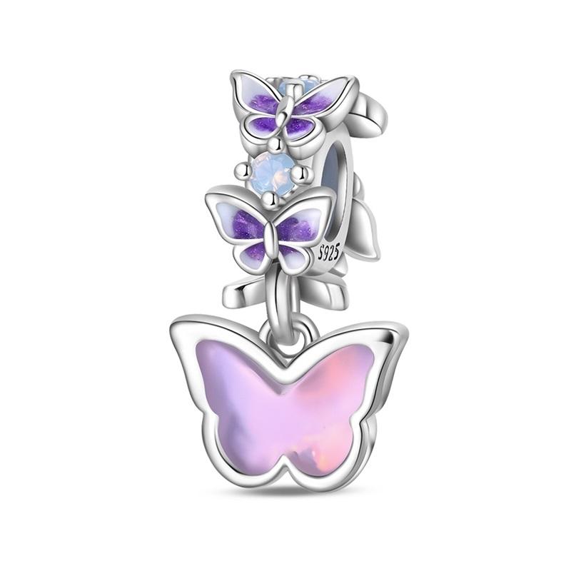 Sparkling Purple Charm Bead Components Copper Metal Jellyfish Birthday Pendant Bead Component Bead Component Compatible Authentic Original Bracelet