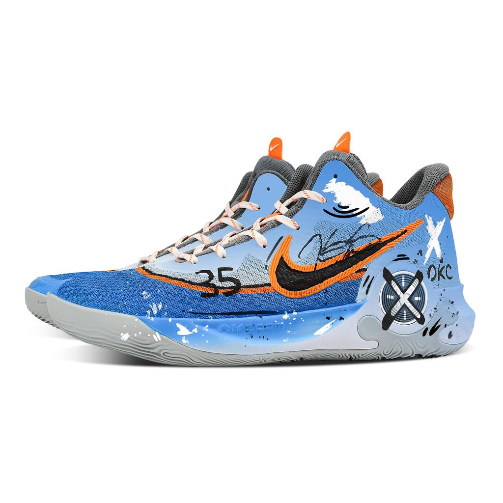 Nike KD Trey 5 IX Phantom Chasing Wind Heart Box Cushioning, Wear Resistant Mid top Basketball Shoes Unisex Blue Orange CW3402-011(Team529--)