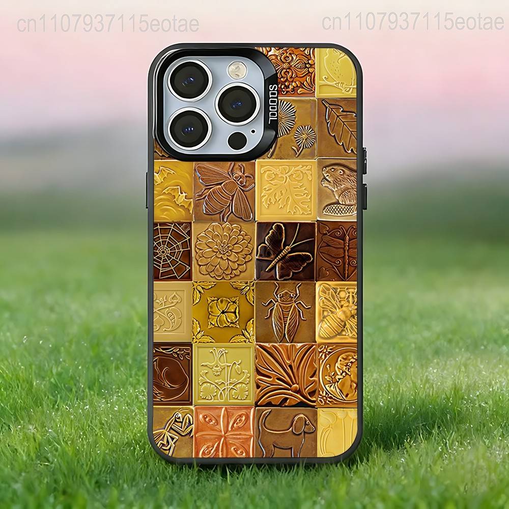 

Funky Azulejo ceramic glazed tiles Phone Case For iPhone 17,16,15,14,13,12,11,Pro,Max,Plus,E,Air,Mini Black Tpu IMD Cover iPhone14ProMax