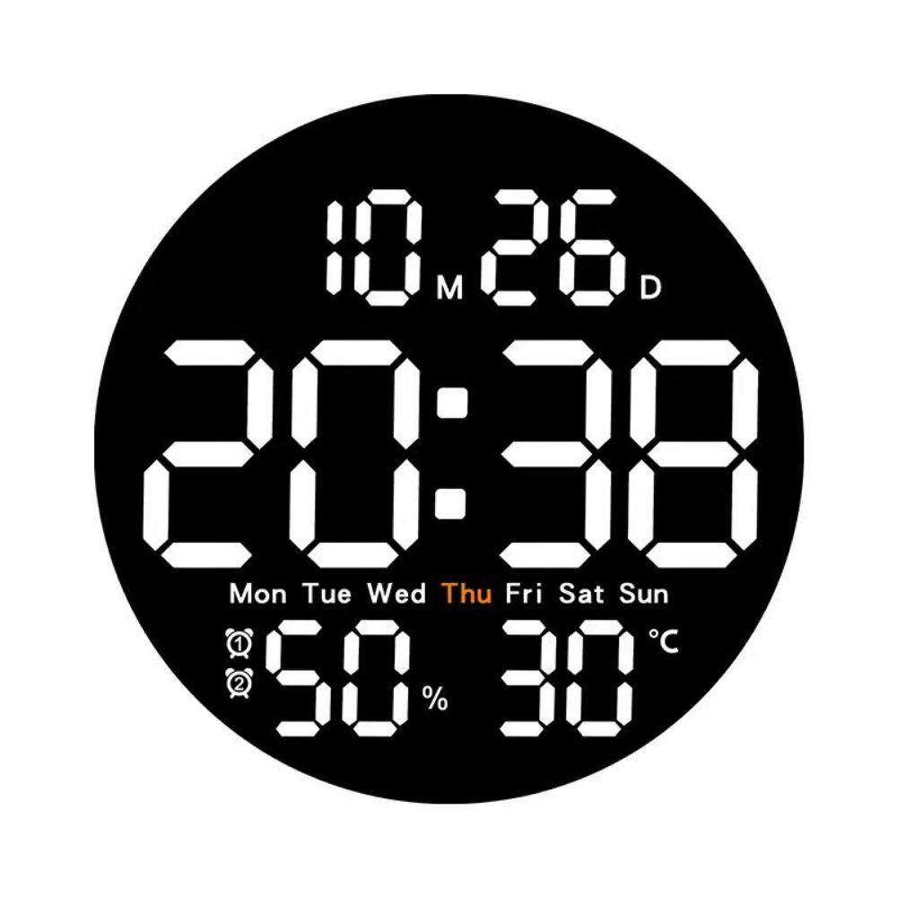 

Remote Control 10 Inch LED Wall Clock Temperature/ Humidity Display Brightness Adjustable Wall-mounted Electronic Clock белый