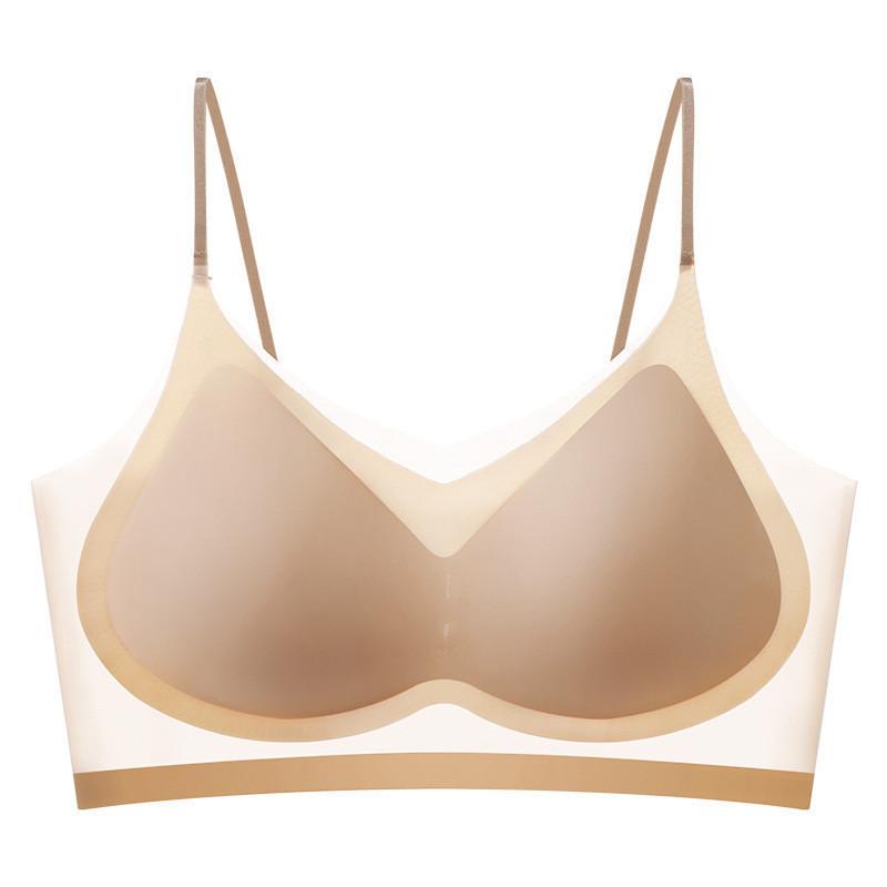 FINETOO Soutien-gorge sans couture pour femmes M-XXXXL grande taille, bretelles ultra fines, soie glacée, lingerie respirante