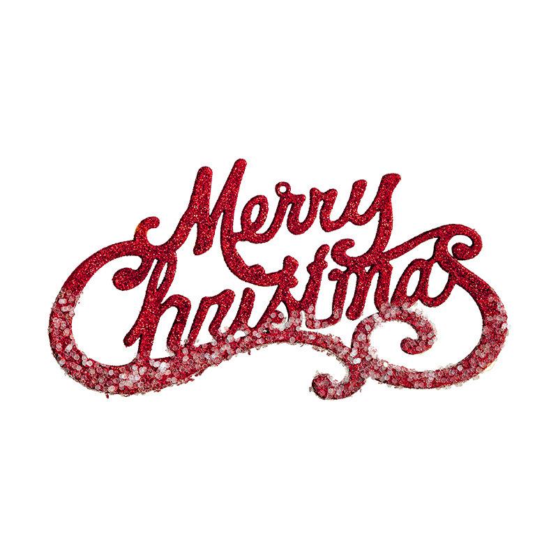 Christmas Merry Hanging Decoration Plastic Red Gold Glitter Hanging Sign Christmas Doorway Garden Store Hanging Text Ornaments