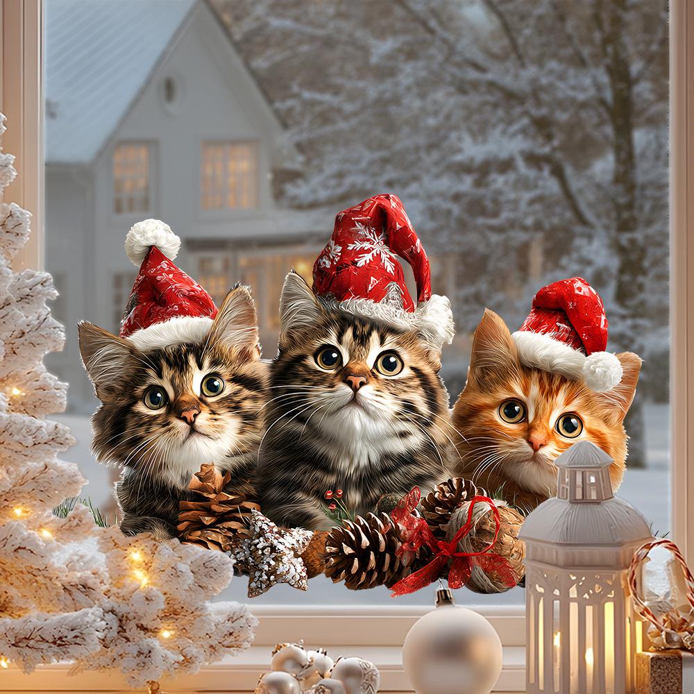 Weihnachtsspiegel-Aufkleber, Weihnachtsmann, Schneemann, Elch, Fensteraufkleber, Schneeflocke, Fensteraufkleber, Frohe Weihnachten, Frohes Neues Jahr 2025