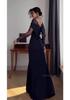 European Cross-Border 2025 Elegant Long Sleeve Long Retro Dress Women
