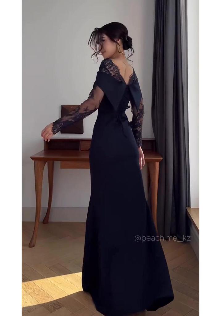European Cross-Border 2025 Elegant Long Sleeve Long Retro Dress Women