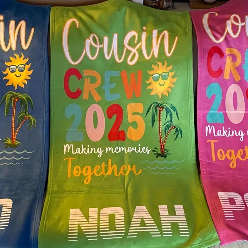 Personalized Crew Beach Towel Custom Name/Logo Oversized Microfiber Towel Summer Gift for Family Reunion, Vacation, Pool Party