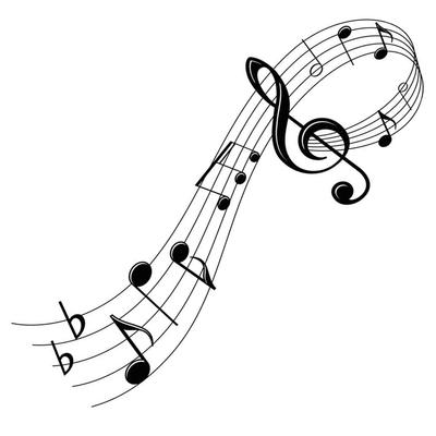 [R1822] - Black 'Music' Sticker Sheet (stave - Treble Clef - Musical Notes) - 50x70 Cm