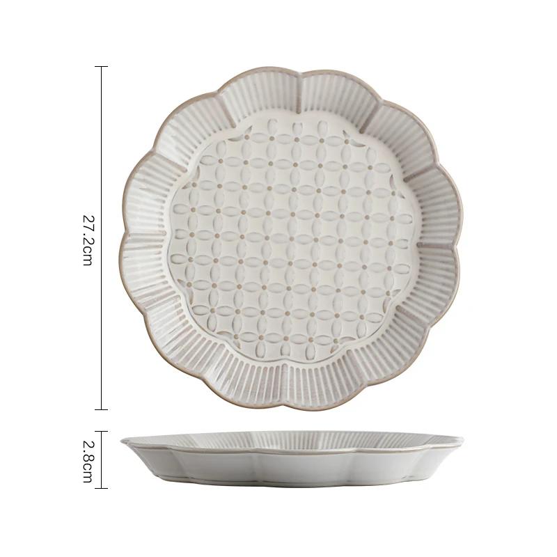 Creative Solid Color Relief Ceramic Plate Fashion Classic Irregular Steak Plates Delicious Dishes Soup Bowls Exquisite Tableware