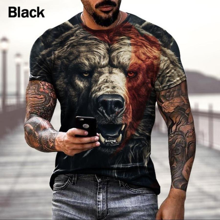 Streetwear Bear Series 3D Printed T Shirt Men's Animal Tees Casual Outfit Summer Short Sleeve T Shirts