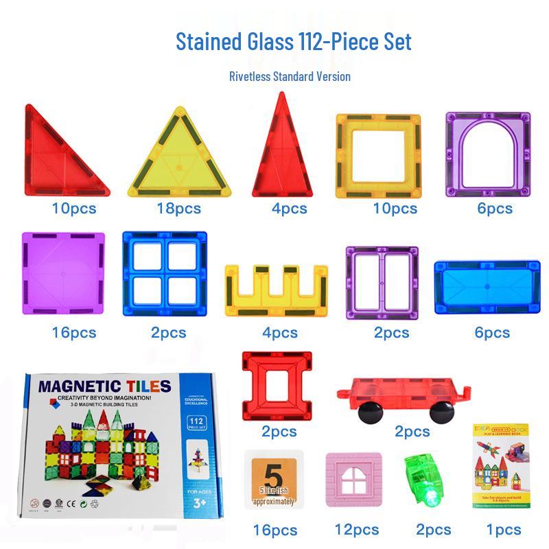 Stained Glass Magnetic Building Blocks for Children - Translucent Toy Set
