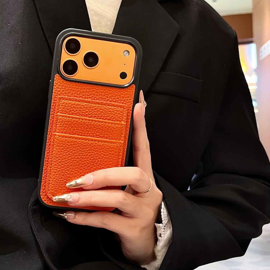 Dual Card Holder Wallet Shockproof Case For iPhone 17 Air 16 15 14 13 12 11 Pro Max Plus Lychee Leather Patterned Bumper Cover