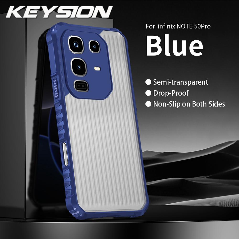 KEYSION Heavy Duty Shockproof Phone Case for Infinix Note 50 Pro 4G Silicone+PC Translucent Matte Cover for Infinix Note 50 4G