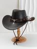 European and American style retro PU leather cowboy hat men's and women's western jazz top hat outdoor cycling camping travel sun hat