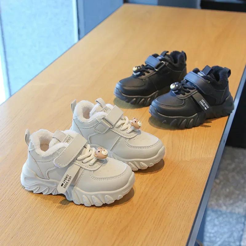 Winter Kid Casual Sneakers Boy Girl Running Sports Shoes Slip Resistant Toddler Baby Warm Cotton Shoes Fashion Children Footwear
