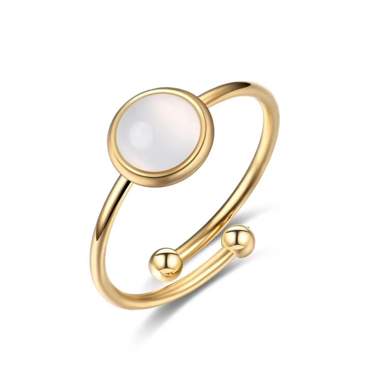 Open stone fashion ring retro temperament versatile fashion ring hand jewelry adjustable opening