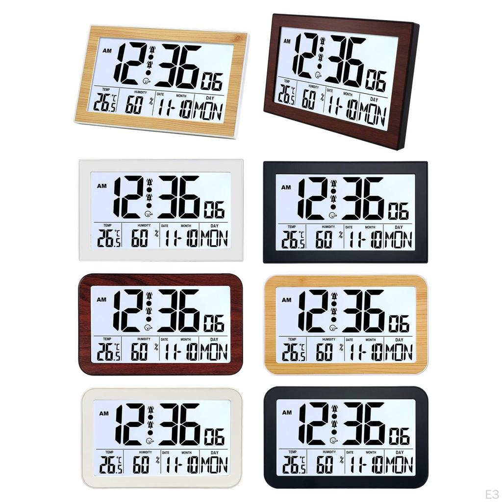 Digital Alarm Clock Bedside Table Timepiece Large Display Versatile Night Light Double Alarms Desk