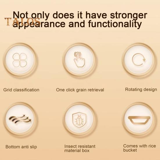 360-Degree Rotating Cereal Dispenser Rice Container with Lid Large Capacity Multiple Compartments Grain Storage Organizer