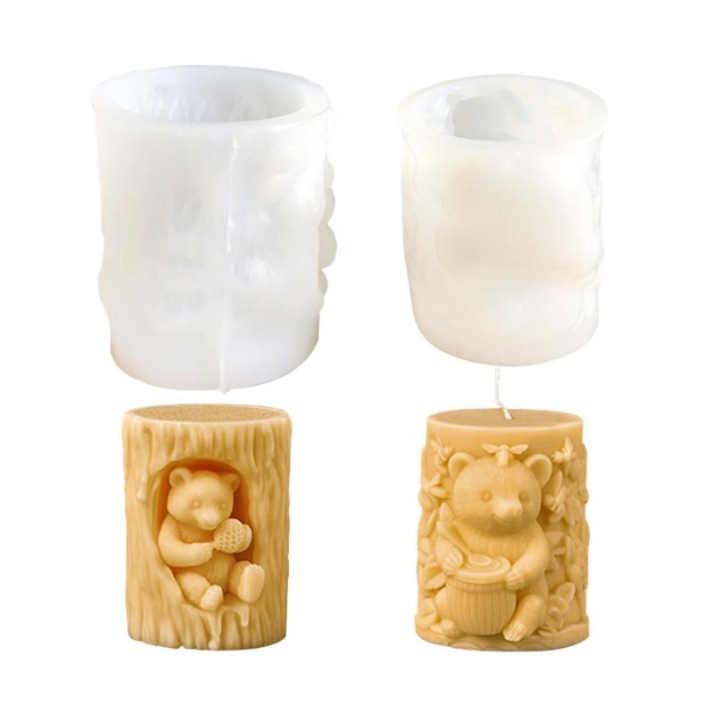 Lovely Bear Candle Mould Silicone Molds Ornament Molds Castings Molds Cartoon Animal Plasters Molds Craft Supplies