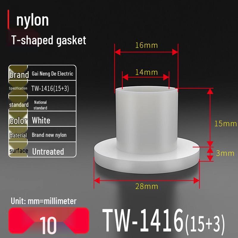 T-shaped Nylon Gasket Ring Screw Shaft Sleeve, Round Concave-Convex Insulation Pad, M2-M35