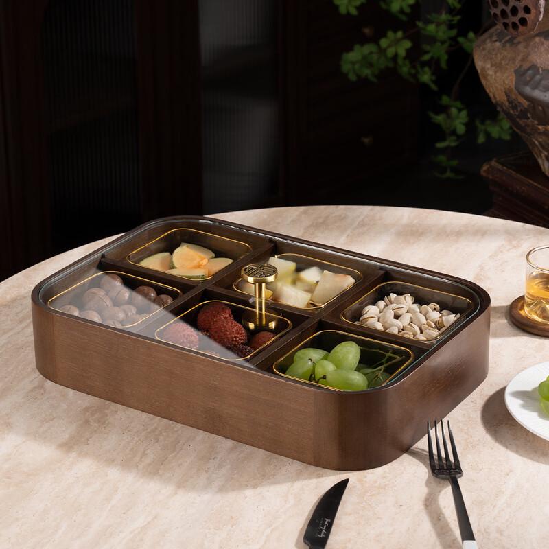 Шестисекционная коробка для сухофруктов Handun Jinfu с золотистой окантовкой