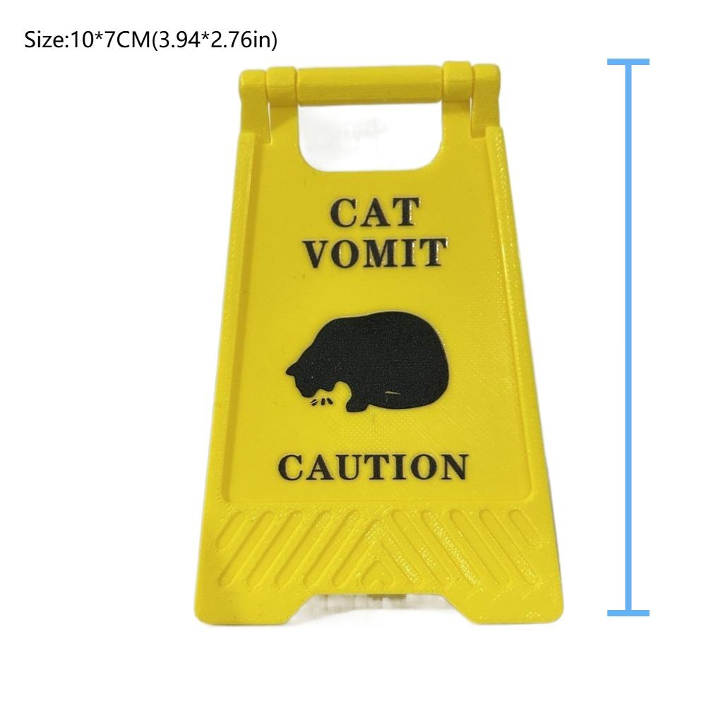 Fashion Funny Cat Vomit Sign Bright Yellow Unique Design Warning Sign Gift Dog Vomit Sign Desk Decoration