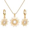 Diamond and Pearl Geometric Flower Jewelry Set - Necklace and Earrings for Women
