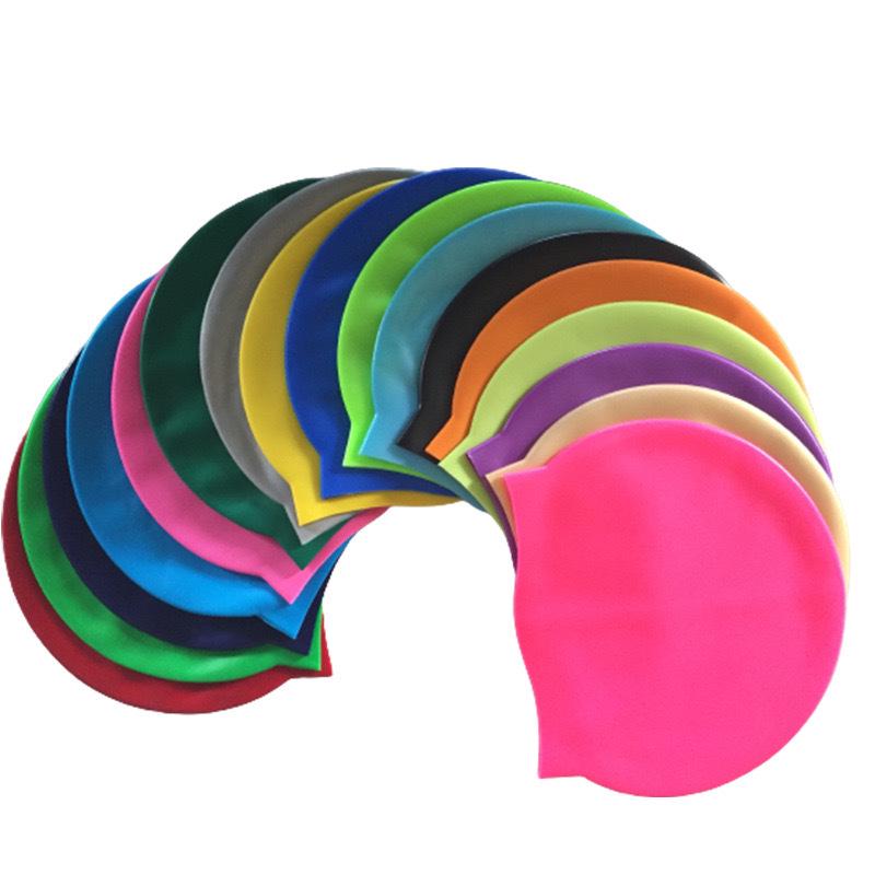 Adult & Children's Silicone Swim Cap - Unisex, Solid Color, Plus Size, Customizable with Logo