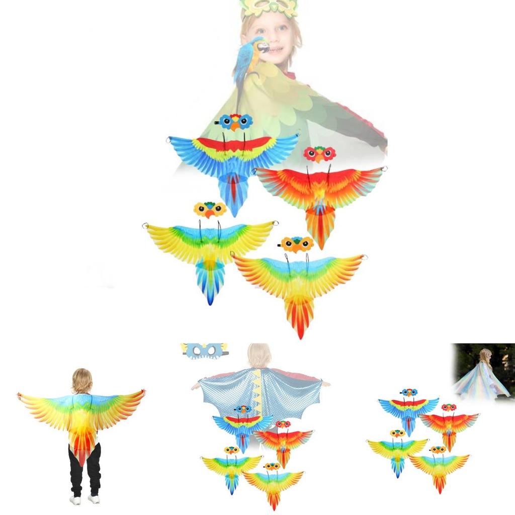 Colorful Kids Parrot Wings Cape And Bird Headpiece Ideal For Halloween And Christmas Celebrations