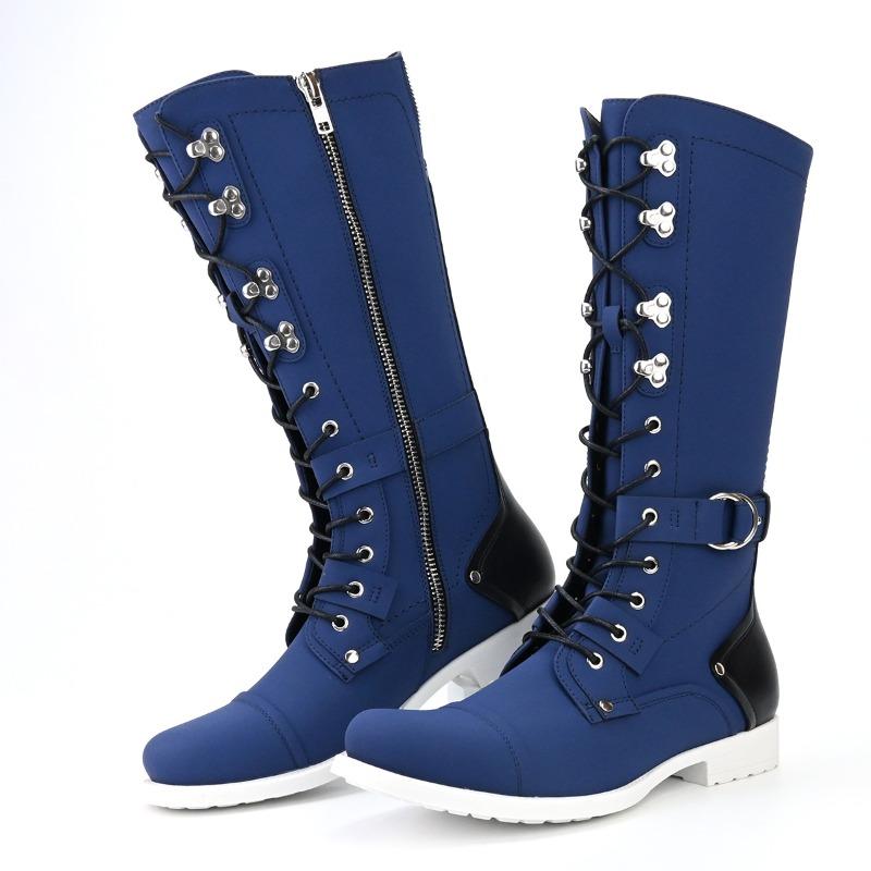 Fashion Luxury Men's Knee High Boots Retro Handmade Leather Boot Fashion Tall  Motorcycle Boots Classic Western Cowboy Boot Botas Hombre