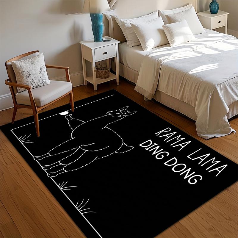 Rama Lama Ding Dong Funny Llama Area Rug Non Slip Soft Floor Carpet for Living Room Bedroom Dorm Humorous Decor 40X60cm