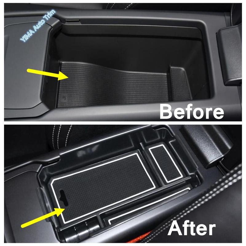 Car Armrest Box Storage Container Organizer Coin Tray Holder Decor Plastic For VOLVO XC40 2018 - 2024 Black Interior Accessories