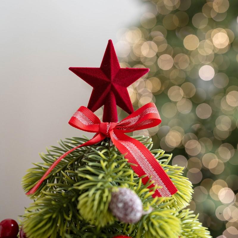 Ready-to-Display Mini Christmas Tree with Integrated Base, Soft Finish, and Arranged Seasonal Decorations for Indoor Use
