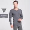 Men's V-Neck Thermal Underwear Set - Pure Cotton Knitwear Base Layer, Autumn Top & Pants