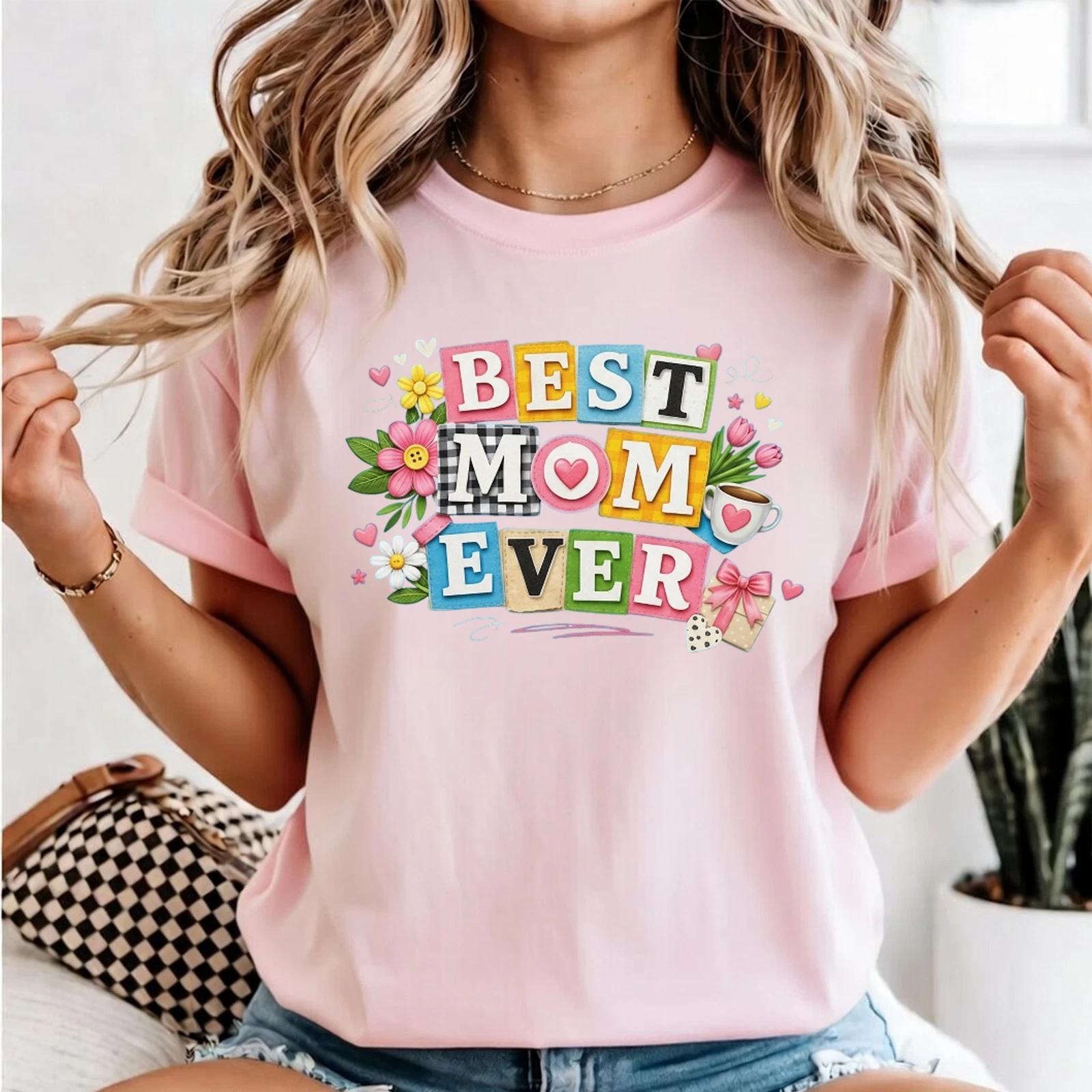 Best Mom Ever T-Shirt Mothers Day Gift Australia Mum Birthday Pink Floral Tee AU L