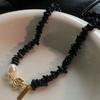 Rare Design Natural Agate Mosaic Baroque Freshwater Pearl Necklace - Vintage and Fashionable Sailor-style Neck Chain