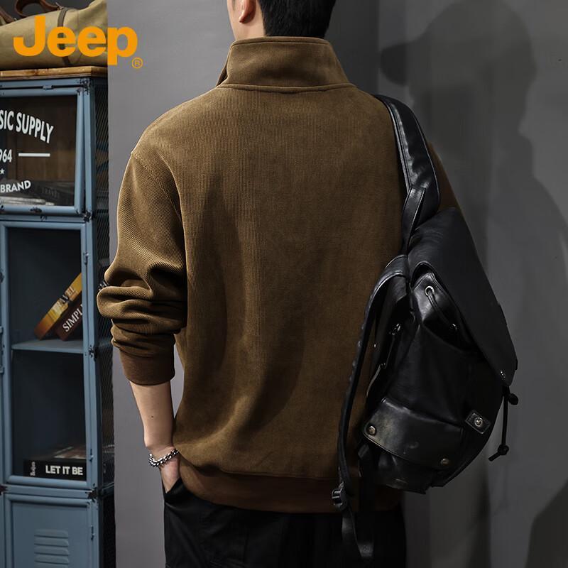JEEP Men's Corduroy Full-Zip Stand Collar Sweatshirt
