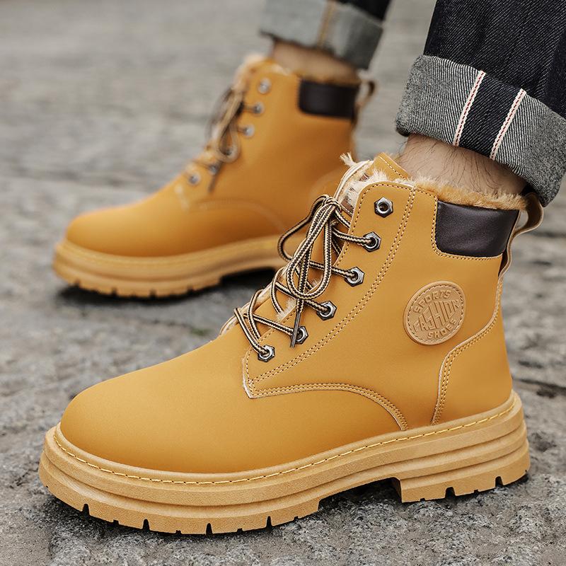 

2025 новая мужская обувь зимние ботинки Мартин британские ботинки ревень на толстой подошве утолщенные хлопковые ботинки высокий верх рабочая обувь модная обувь универсальная 39