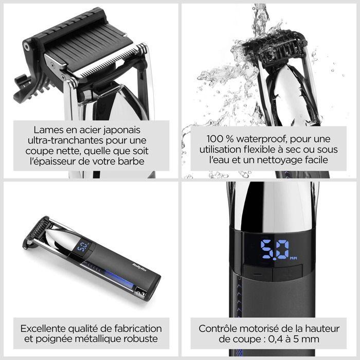 Men's Trimmer Babyliss BaByliss S996E Beard Trimmer Stubble Trimmer Cordless Super X Metal with Japanese Steel Blades for