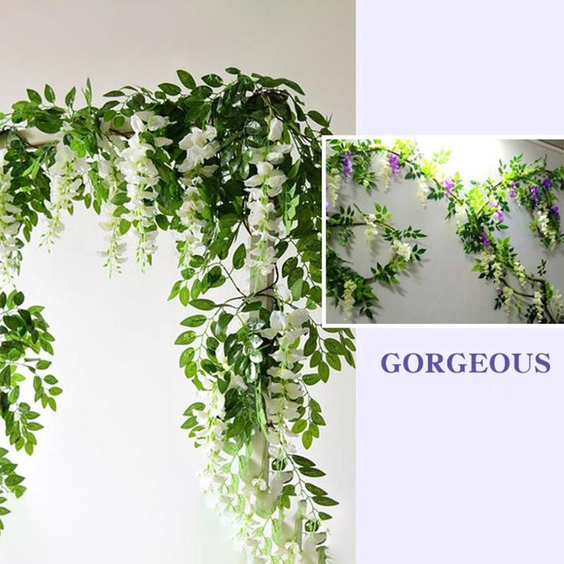 1 Stück Simulation 190cm Blumengirlande Raumdeko Kunstpflanze Kunstblume Blauregenblüten