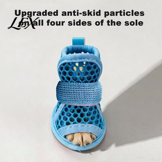 Scarpe da Gatto Impermeabili 4 Pezzi per Asfalto Caldo, Stivali Traspiranti in Rete, Protezioni Resistenti per Zampe Estive per Escursionismo con Antiscivolo