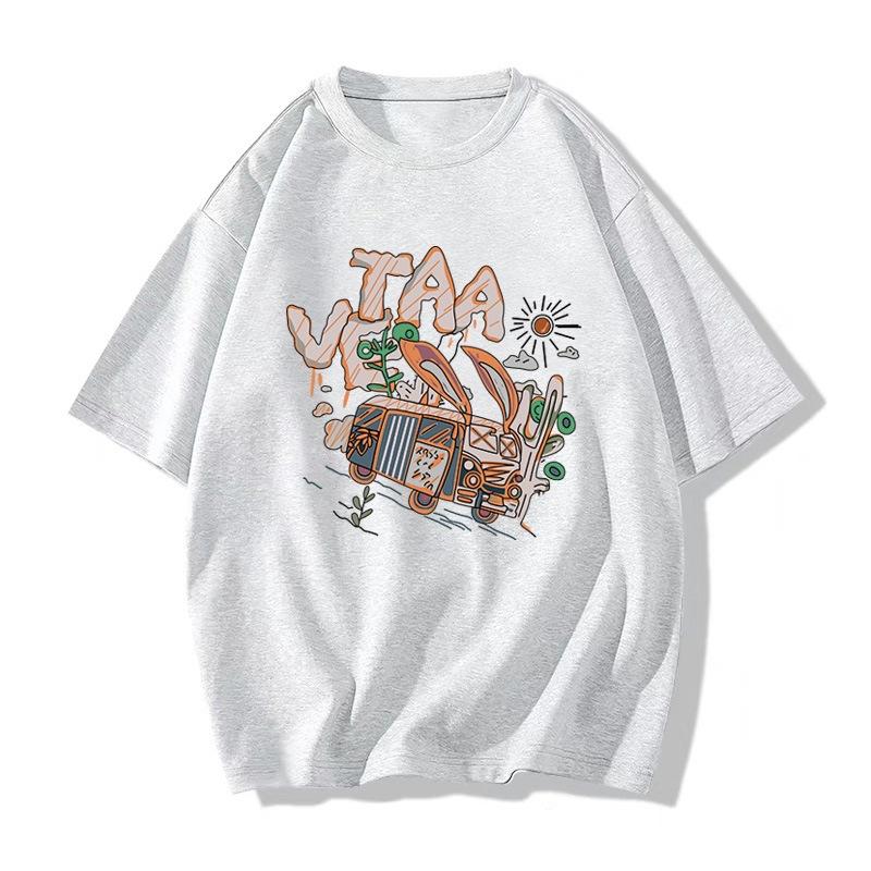 Black printed short-sleeved t-shirt women s summer new oversize loose casual t-shirt half-sleeved top M [excellent quality]