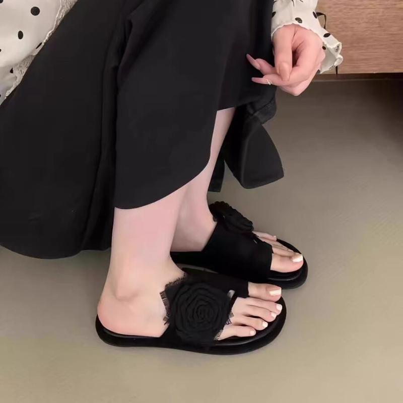 Fashion Flower Women Slippers  Flats Shoes Bohemian Beach Sandals Summer 2025 Trend Woman Casual Dress Flip Flops Mujer Slides Shoes