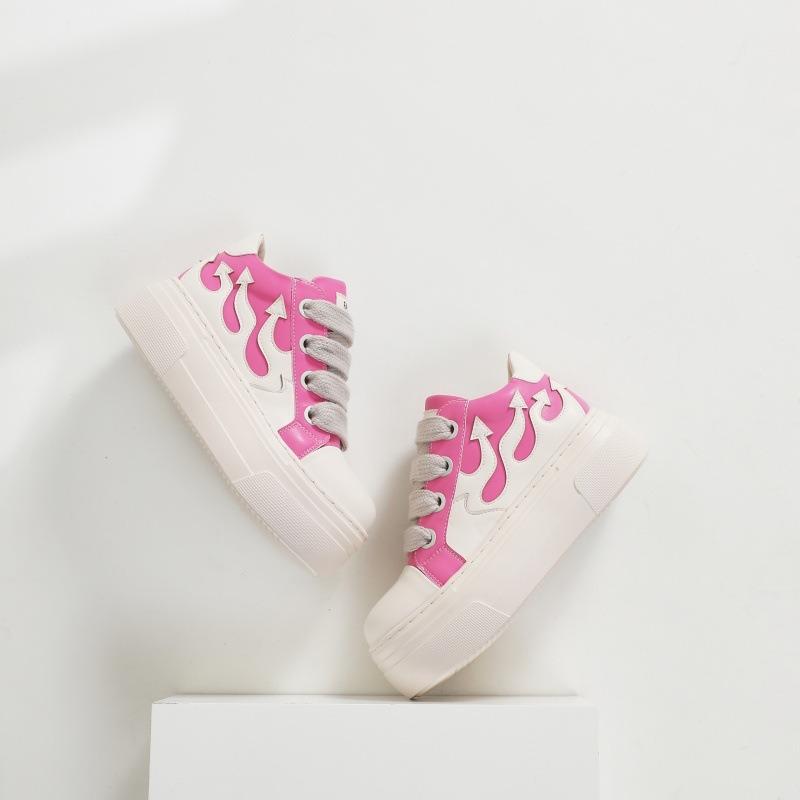 

2024 New Women s sneakers Shoes Thick Sole Heightening platforms Shoes Women Fashion Flame Girls Shoes Spring Autumn 44 рожевий