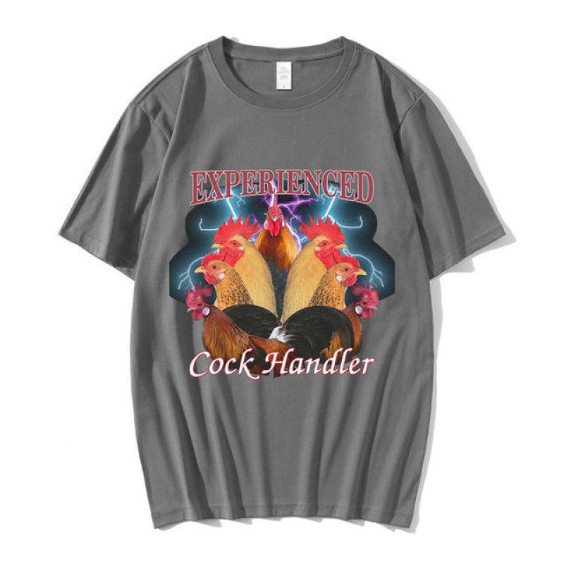 Funny Professional Cock Handler Chicken and Rooster Graphic T Shirt Men's Casual Cotton Oversized T-shirts Harajuku Streetwear