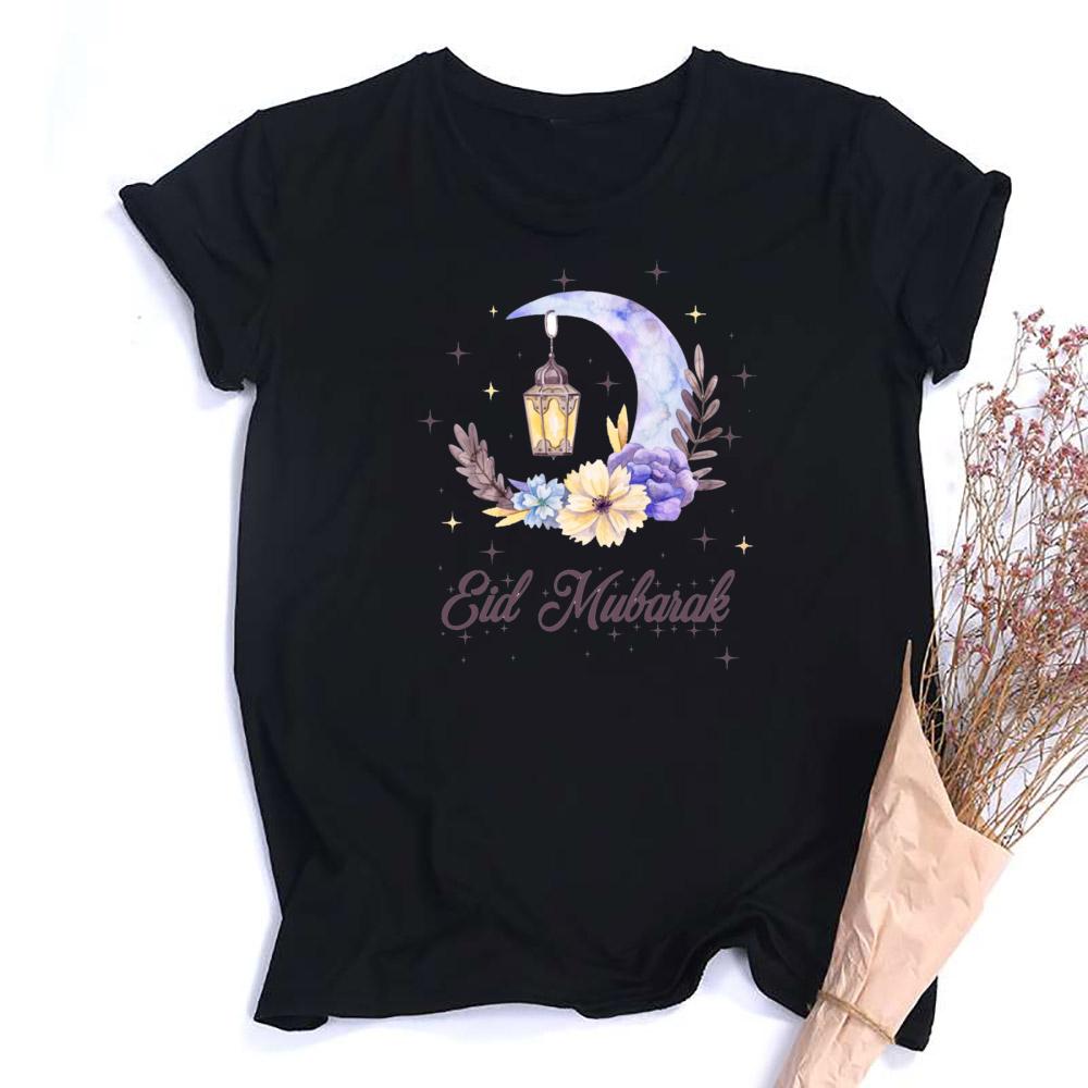 Eid Mubarak Tee Muslim Shirt Ramadan Gift Unisex Creative Top Casual Short Sleeve Crew Neck Unisex Tshirt Ramadan Mubarak Tops