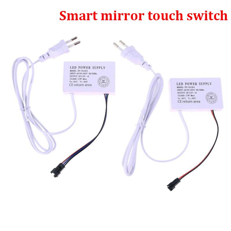 EU 12W Smart Mirror Touch Switch, 3 Color Changing / Single Color Waterproof Sensor Switch for LED Bathroom Mirror Lights