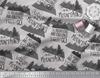 Soimoi Gray Japan Crepe Satin Fabric Mountains & Text Printed Fabric 1 Metre 42 Inch