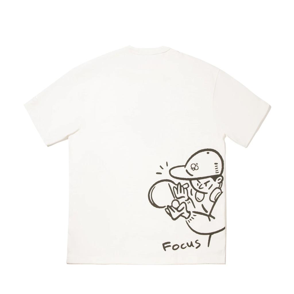 Li Ning Wygodny Prosty Okrągły Dekolt Luźny Pulower Oddychający T-shirt z Krótkim Rękawem Unisex Top Białawy AHSVB45-1