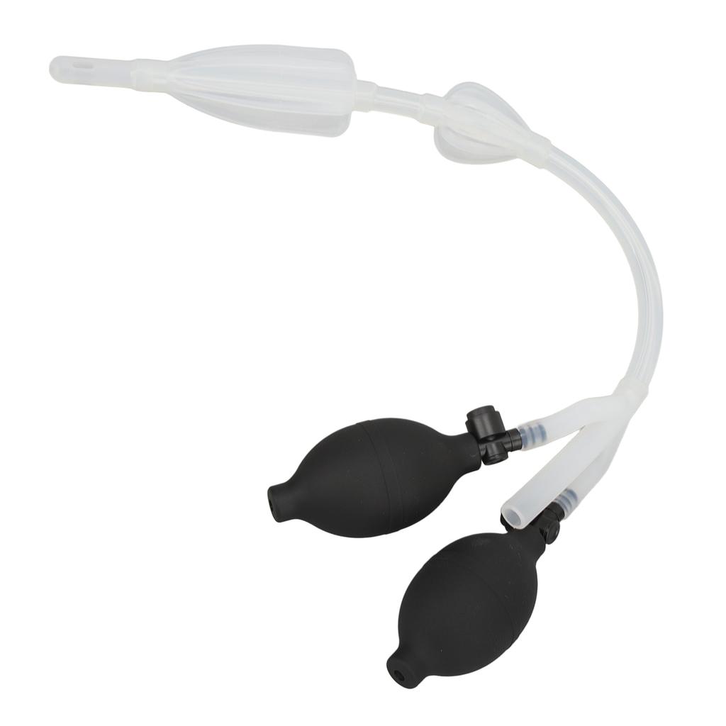 Silicone Enema Douche Bulb Dual Side Openings Elastic Inflatable Double Bulb Flushing System for