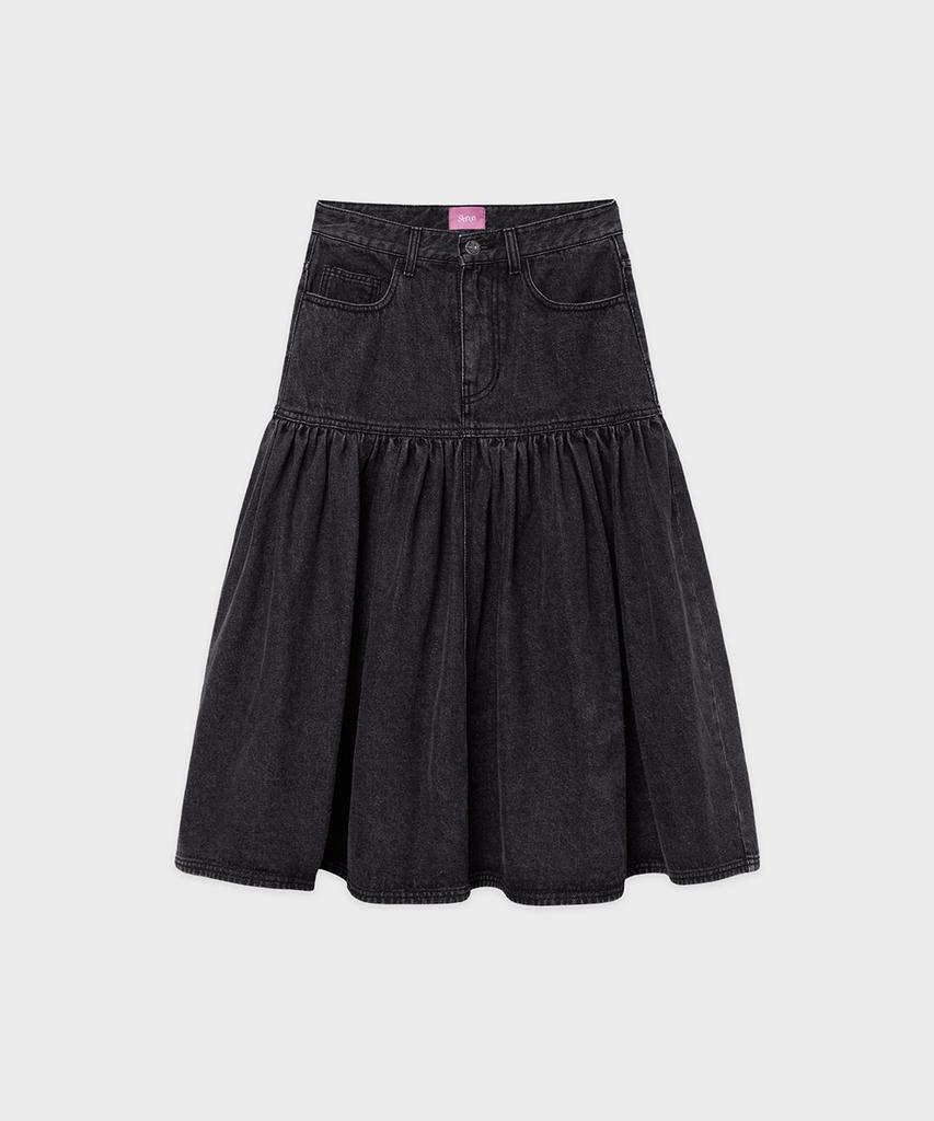 Sinun Sn Flare Denim Skirt (Black)